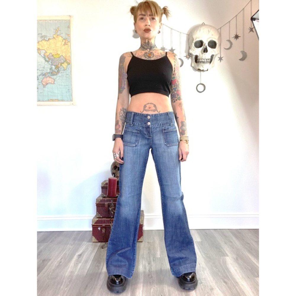 Y2K Fire Los Angeles Jeans low rise wide leg jeans
